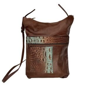 Merrianne Nichols Crossbody Bag Women’s Embossed Leather Faux Alligator Handmade